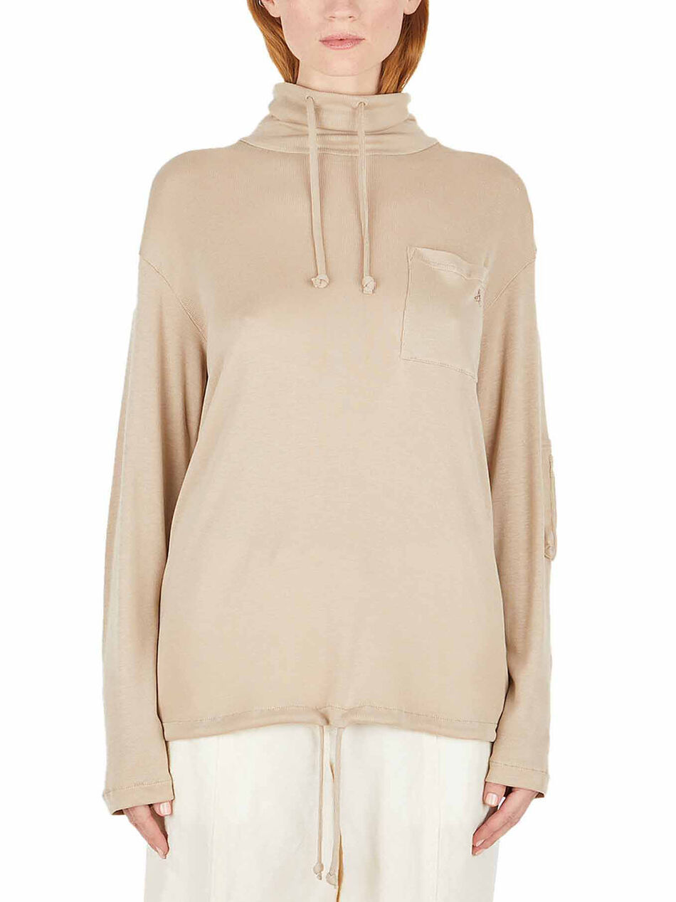 Beige Turtleneck Long Sleeves Top