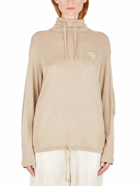 Beige Turtleneck Long Sleeves Top