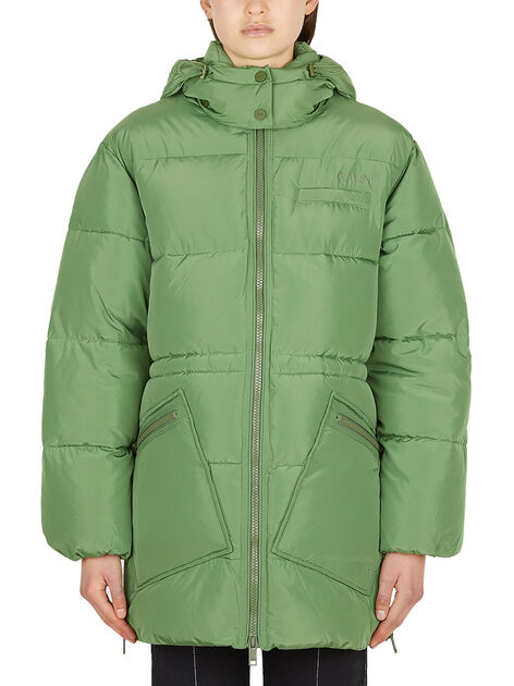 Hooded Tech Puffer Jacket in Green