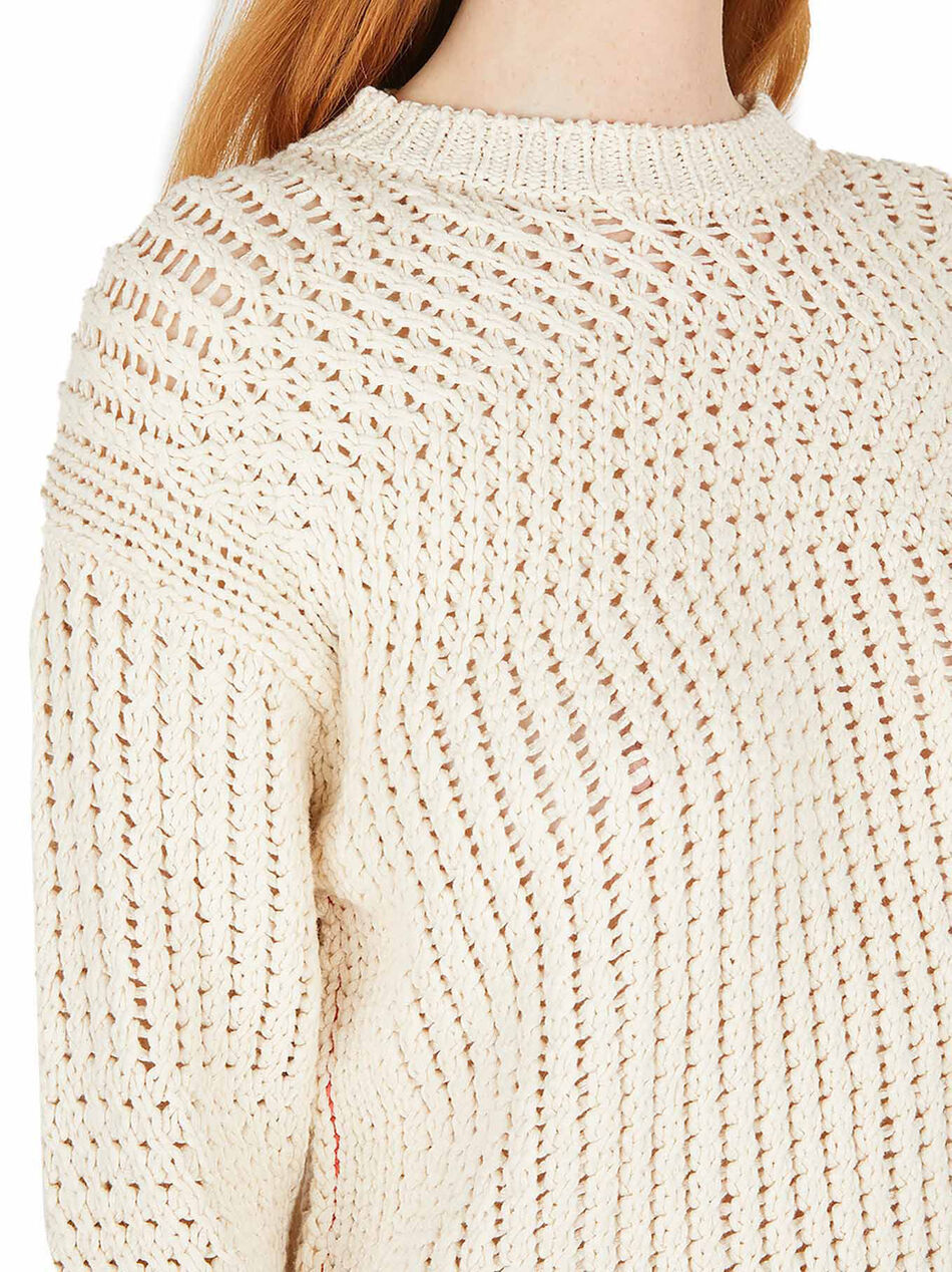 Open Knit Crewneck Sweater