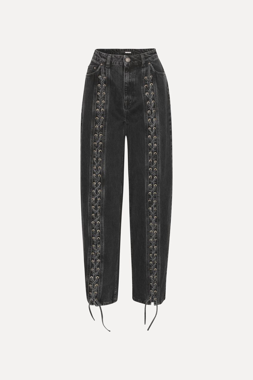 LACED WIDE LEG JEANS