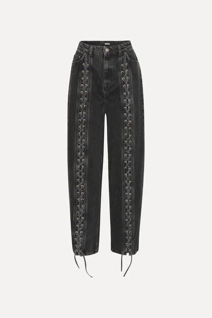 LACED WIDE LEG JEANS
