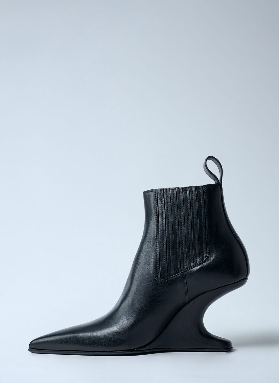 Leather Wedge Ankle Boots