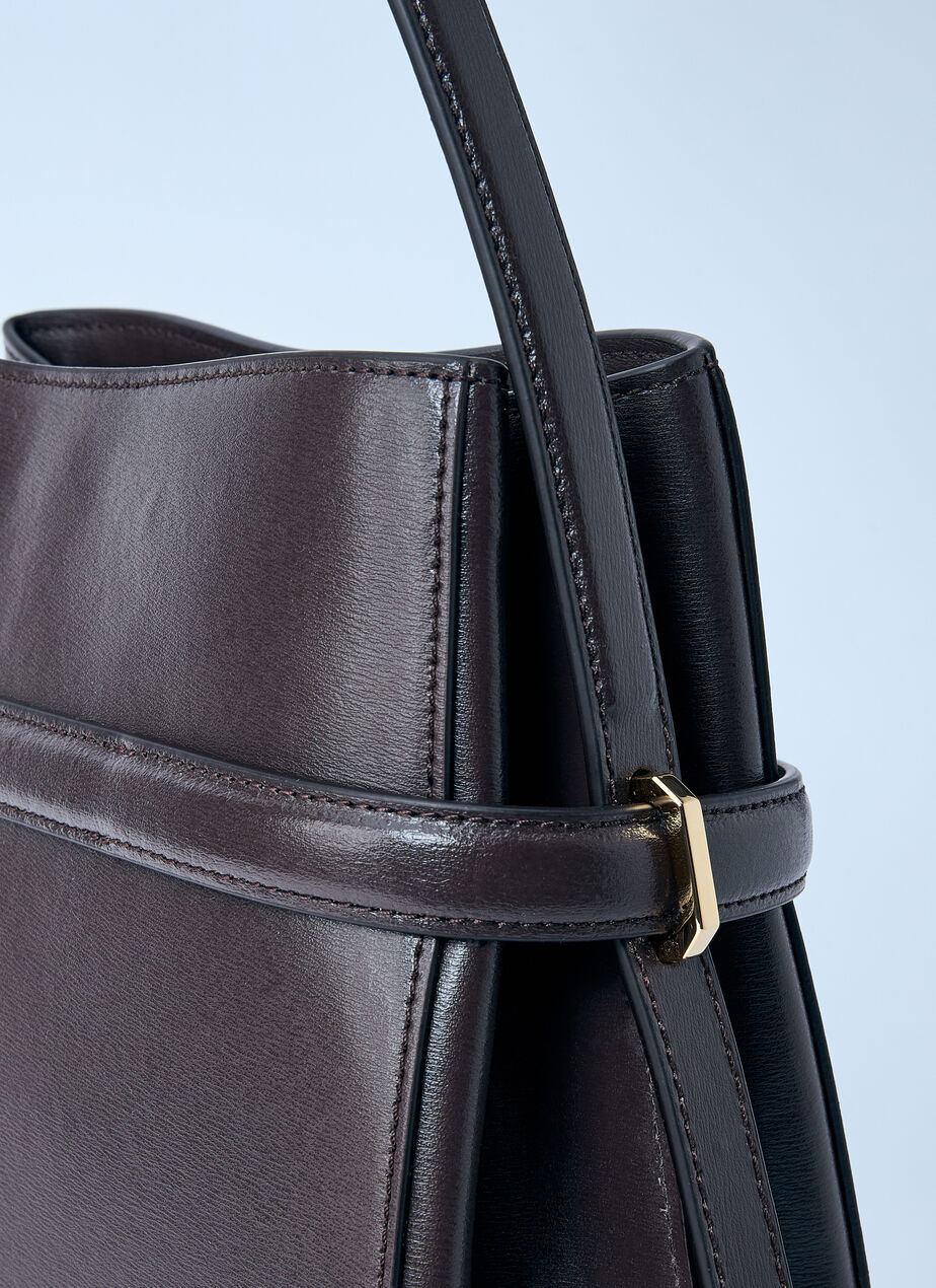 Belted Leather Bucket Bag
