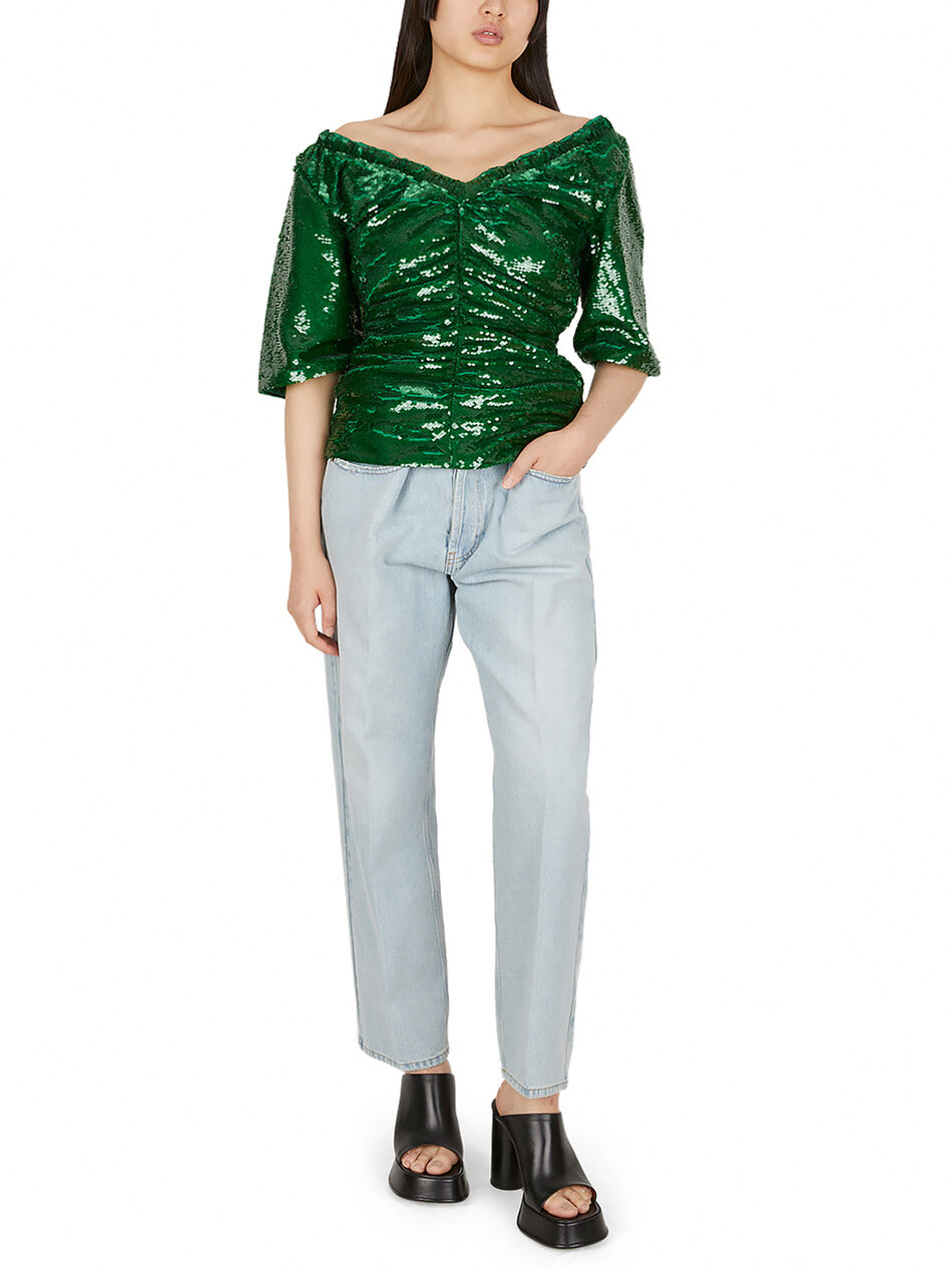 Ruched Sequin Top