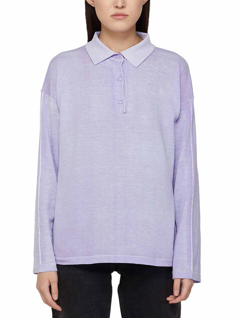 Long Sleeved Knitted Polo Shirt