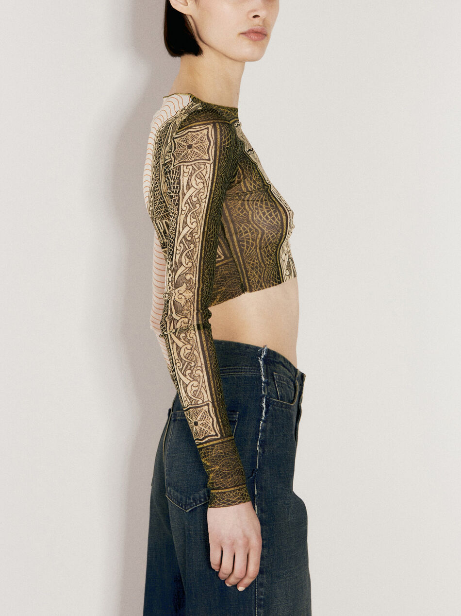 Cartouche Print Crop Top