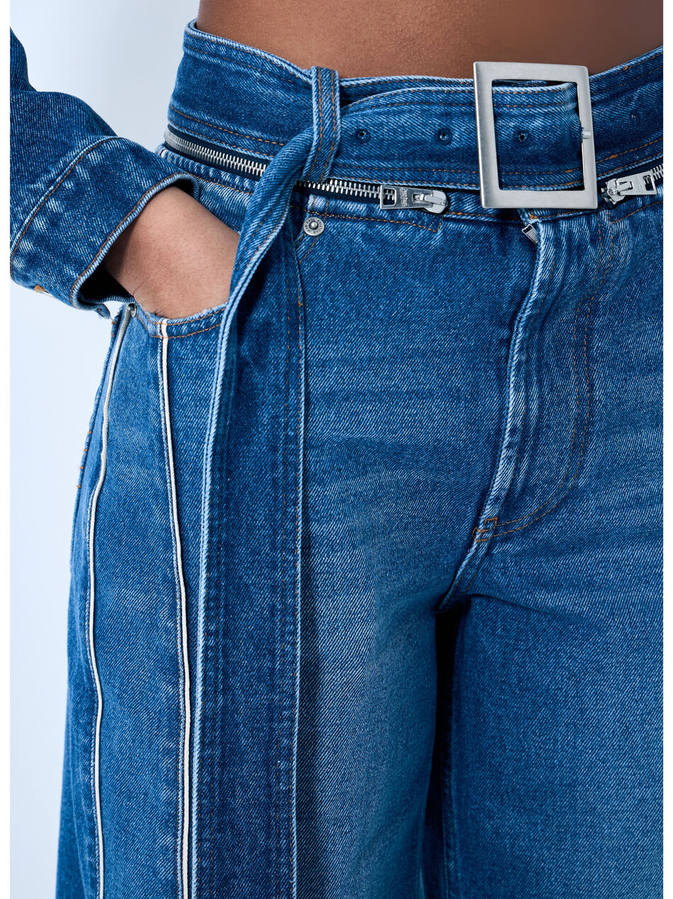 Zip-Belt Denim Jeans