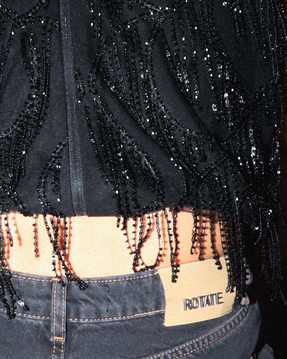 LACED WIDE LEG JEANS