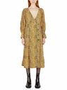 GANNI Dress with Animalier Motif Yellow flgan0247020bei