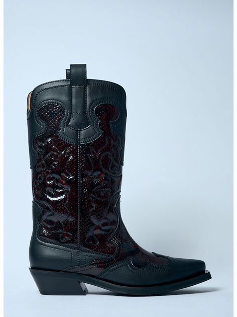 Mid Shaft Embroidered Western Boots