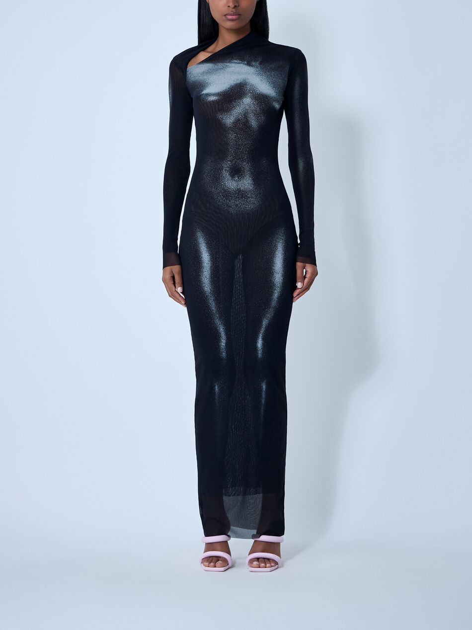 Wood Mesh Maxi Dress