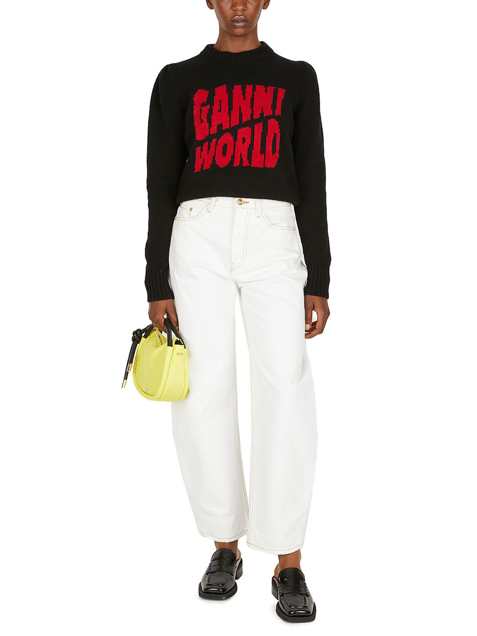 Intarsia Logo Sweater in Black