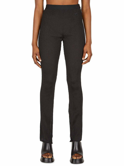 Ribbed Black Trousers with Logo