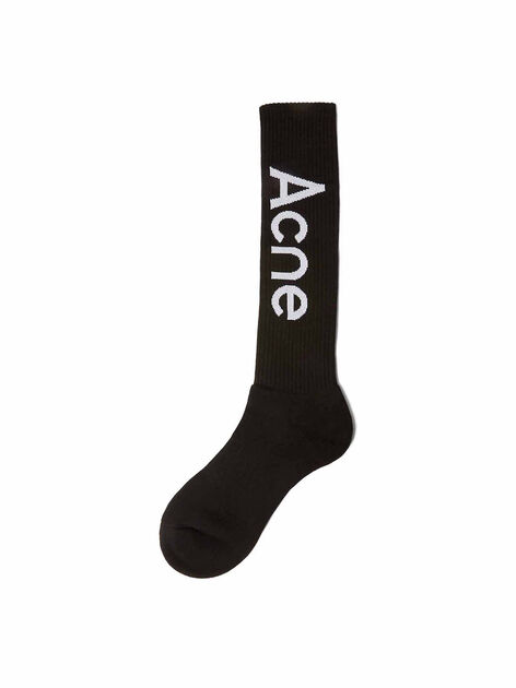 Logo Ribbed Socks in Black