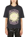 GANNI Logo Print T-Shirt in Black Black flgan0250013blk