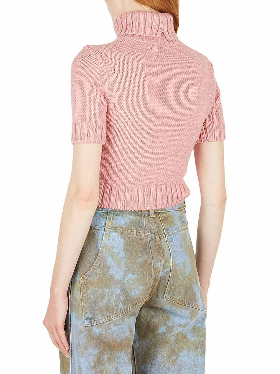 Short-Sleeved Sweater with Roll Neck