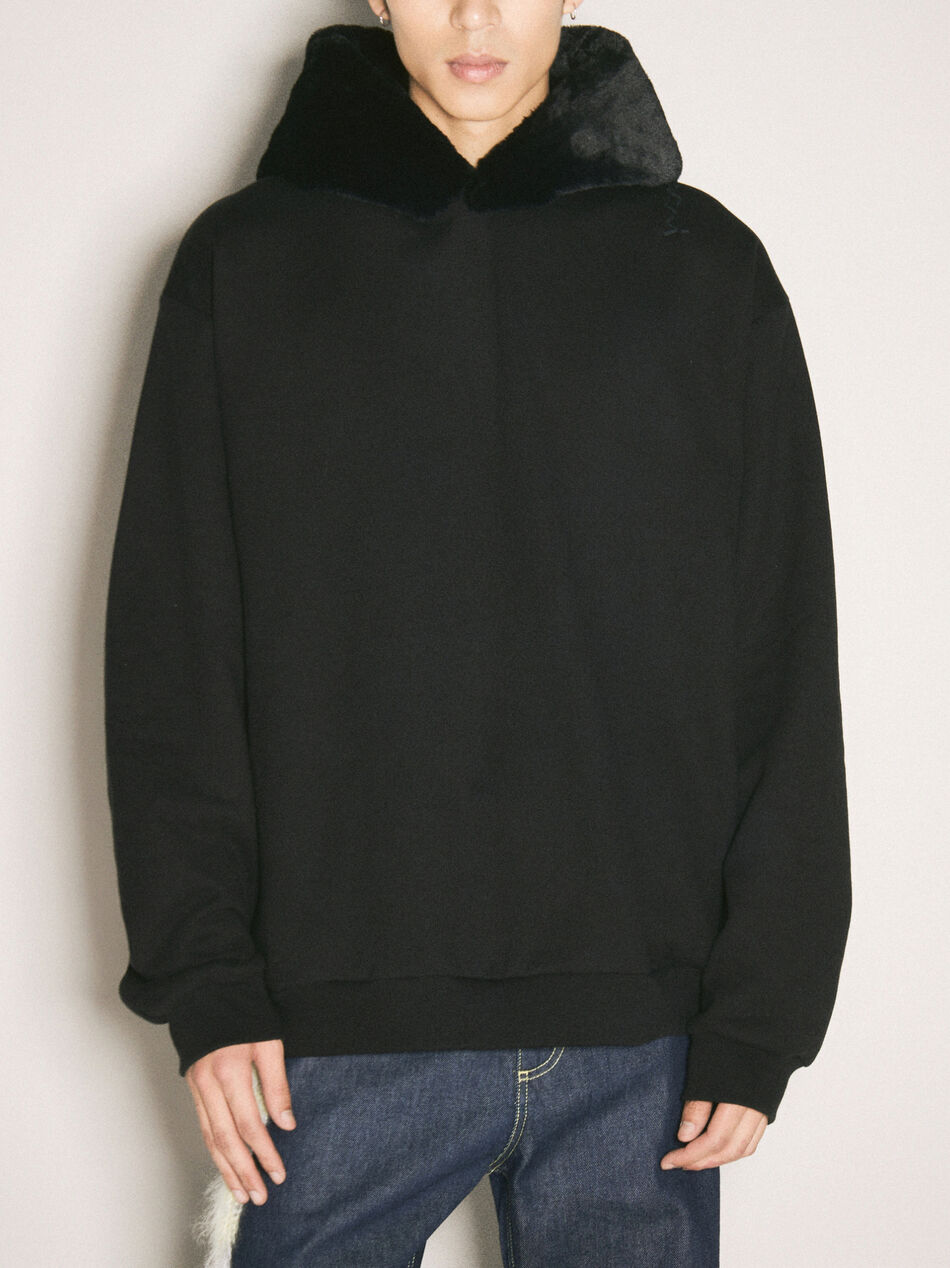 Faux-Fur Hood Sweatshirt