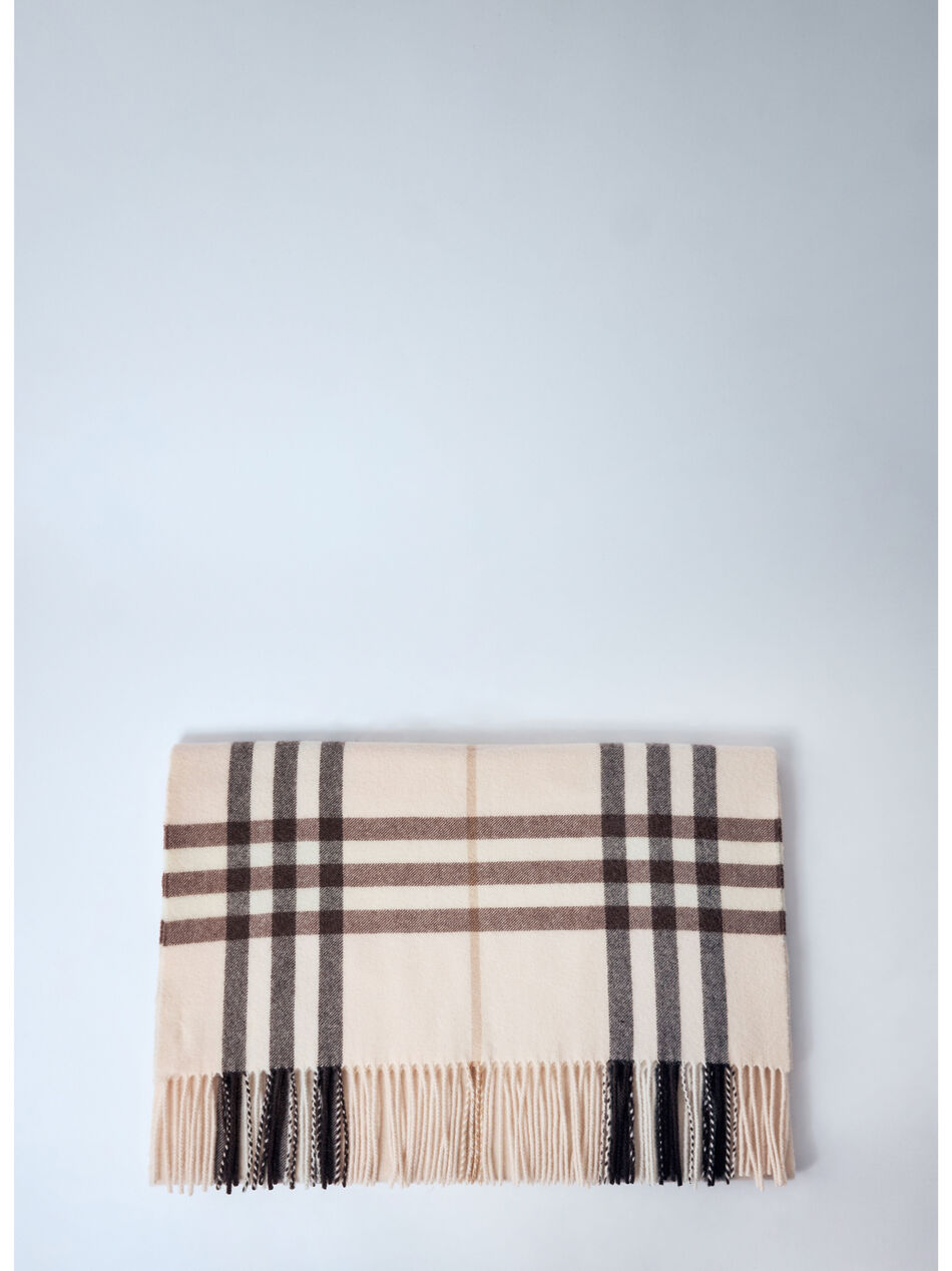 Wide Check Cashmere Scarf
