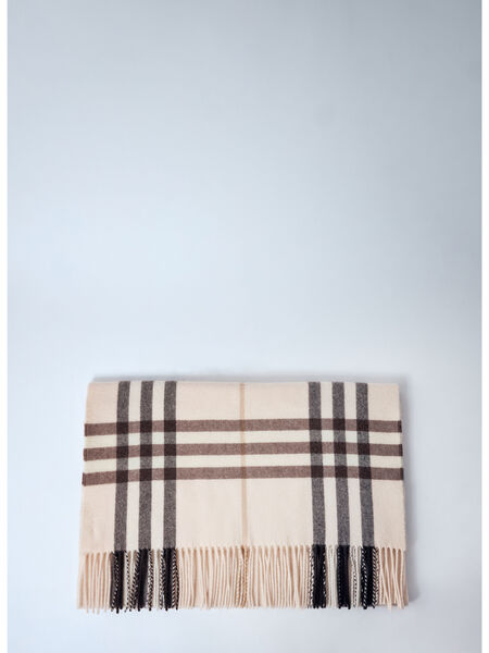 Wide Check Cashmere Scarf