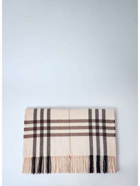 Wide Check Cashmere Scarf