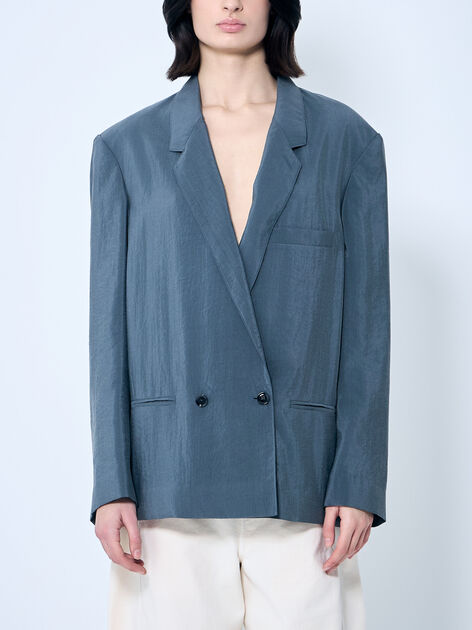 Soft Tailored Double-Breasted Blazer