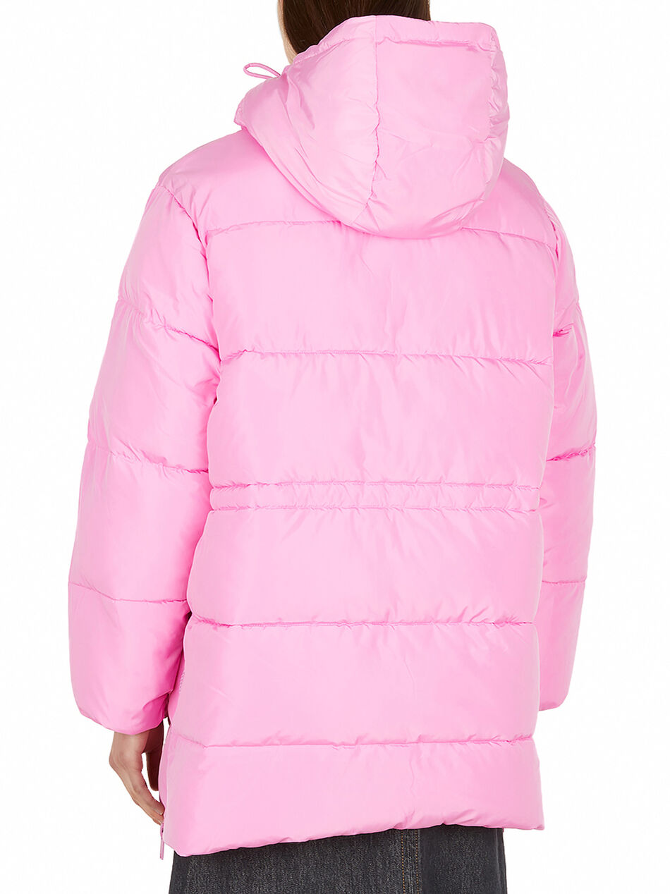 Hooded Tech Puffer Jacket in Pink
