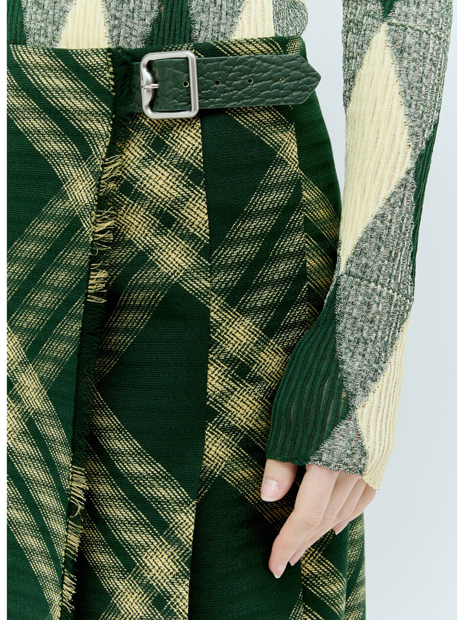 Wool Check Midi Skirt