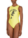 GANNI Logo Print Swimsuit Yellow flgan0251051yel