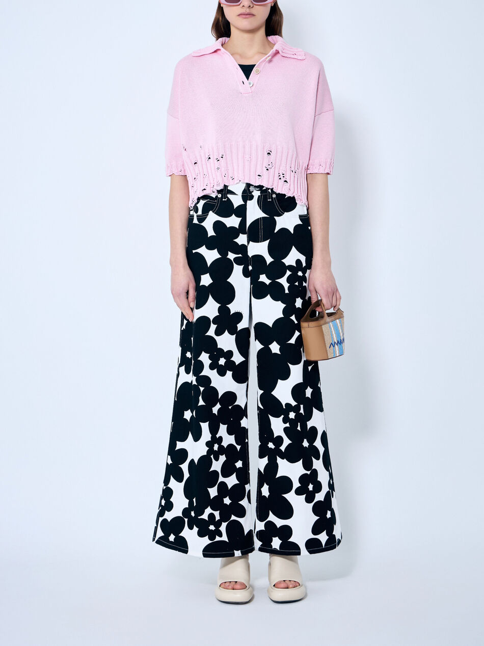 Distressed Knit Polo Shirt