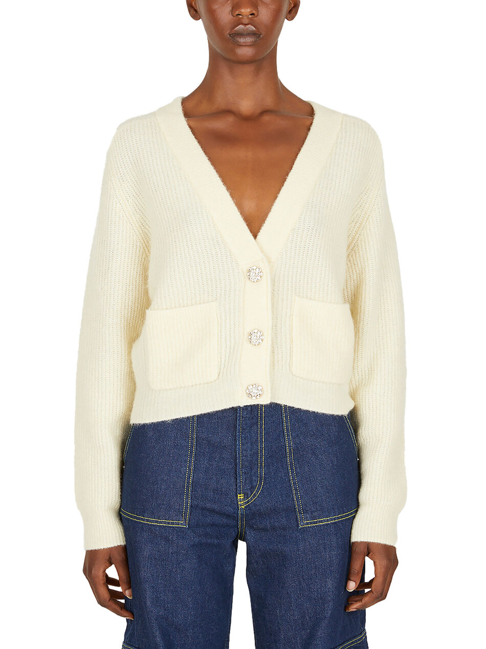 Ribbed Cardigan in Creme