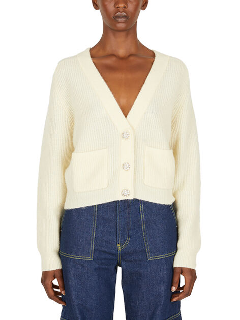 Ribbed Cardigan in Creme