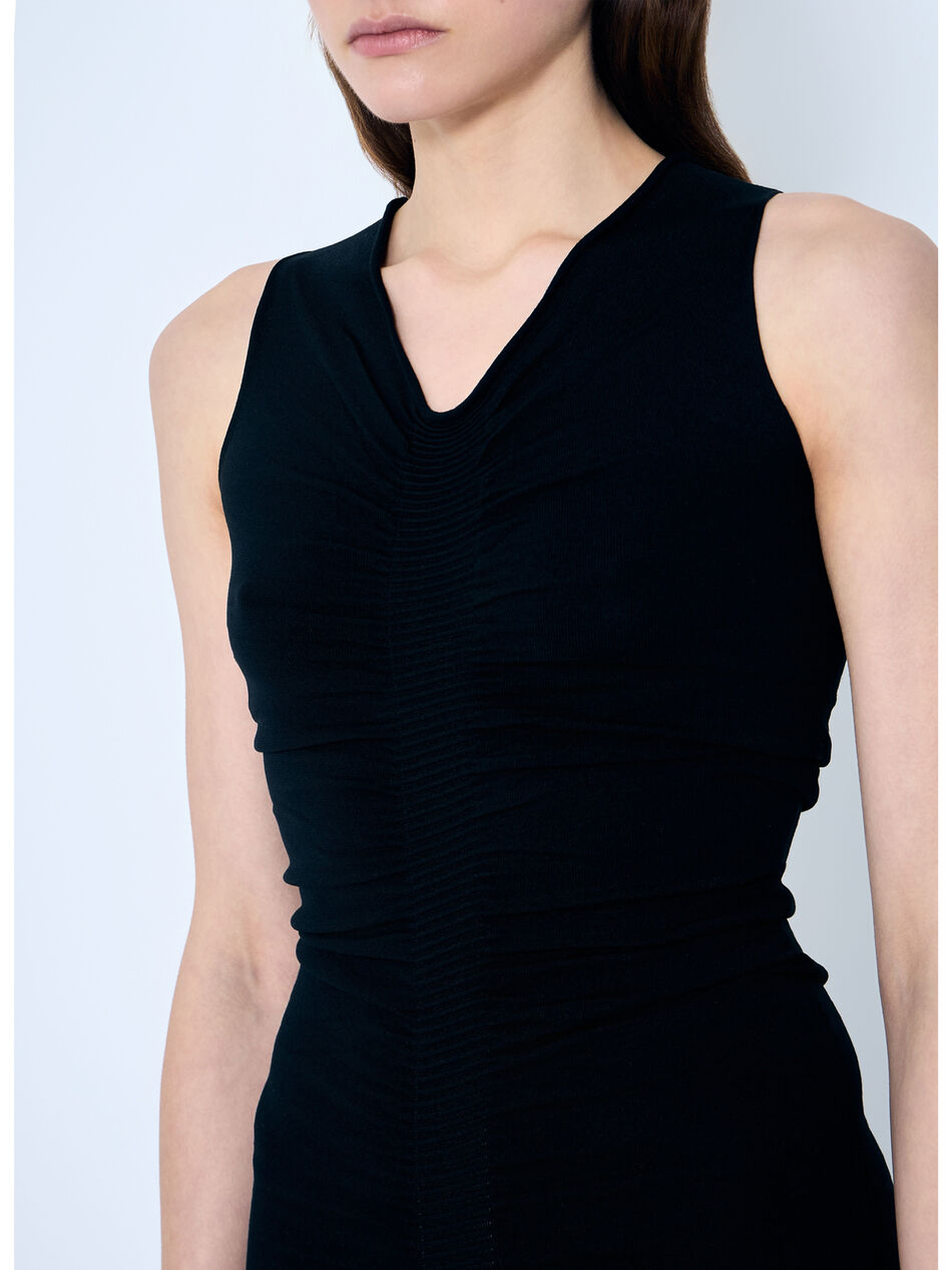 Ruched Wide V Neck Maxi Dress