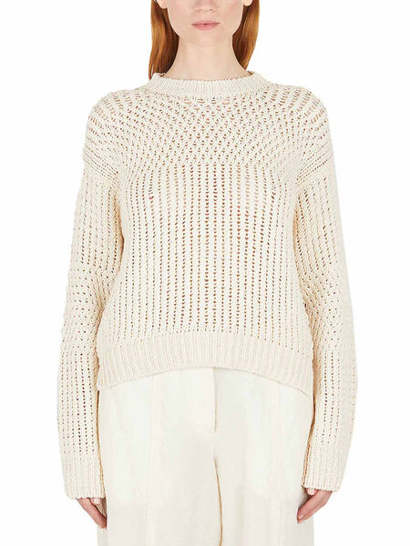 Open Knit Crewneck Sweater