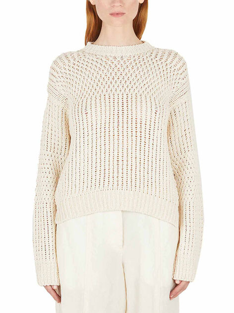 Open Knit Crewneck Sweater