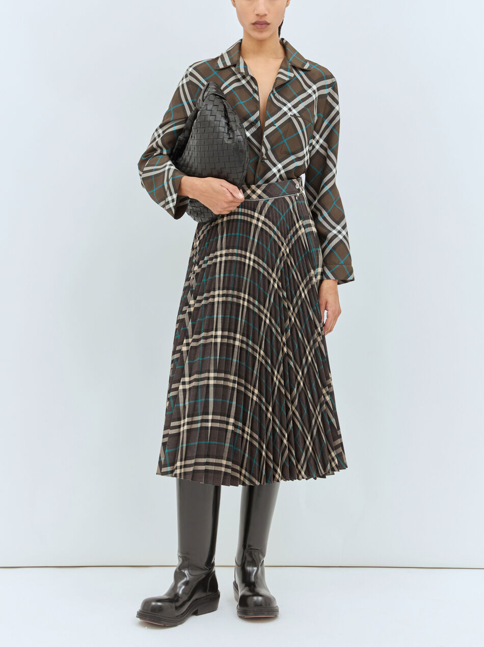 Pleated Wool-Blend Skirt