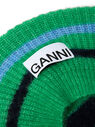 GANNI Stripe Knit Beret Green flgan0249028grn