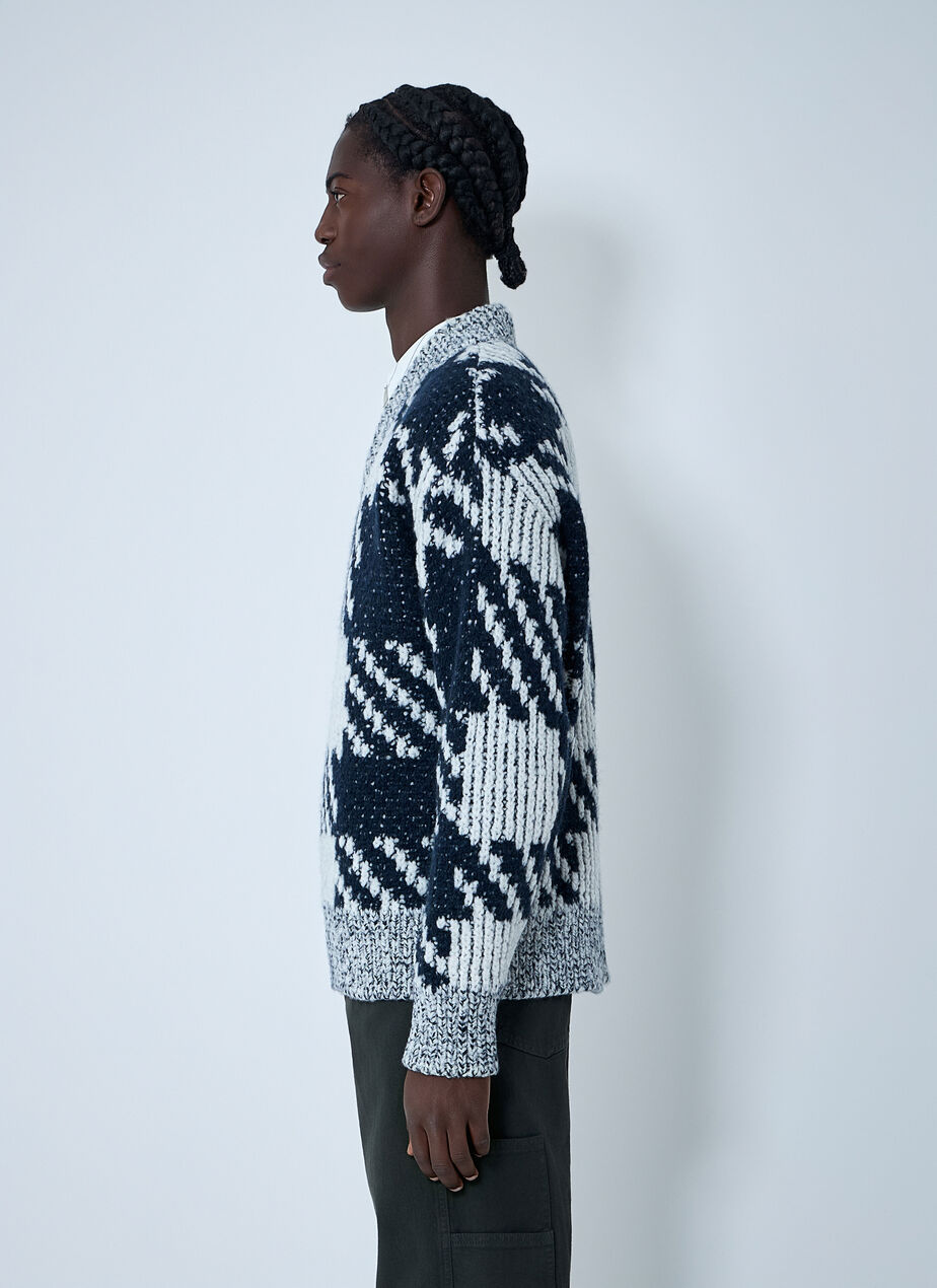 Check Wool-Blend Sweater