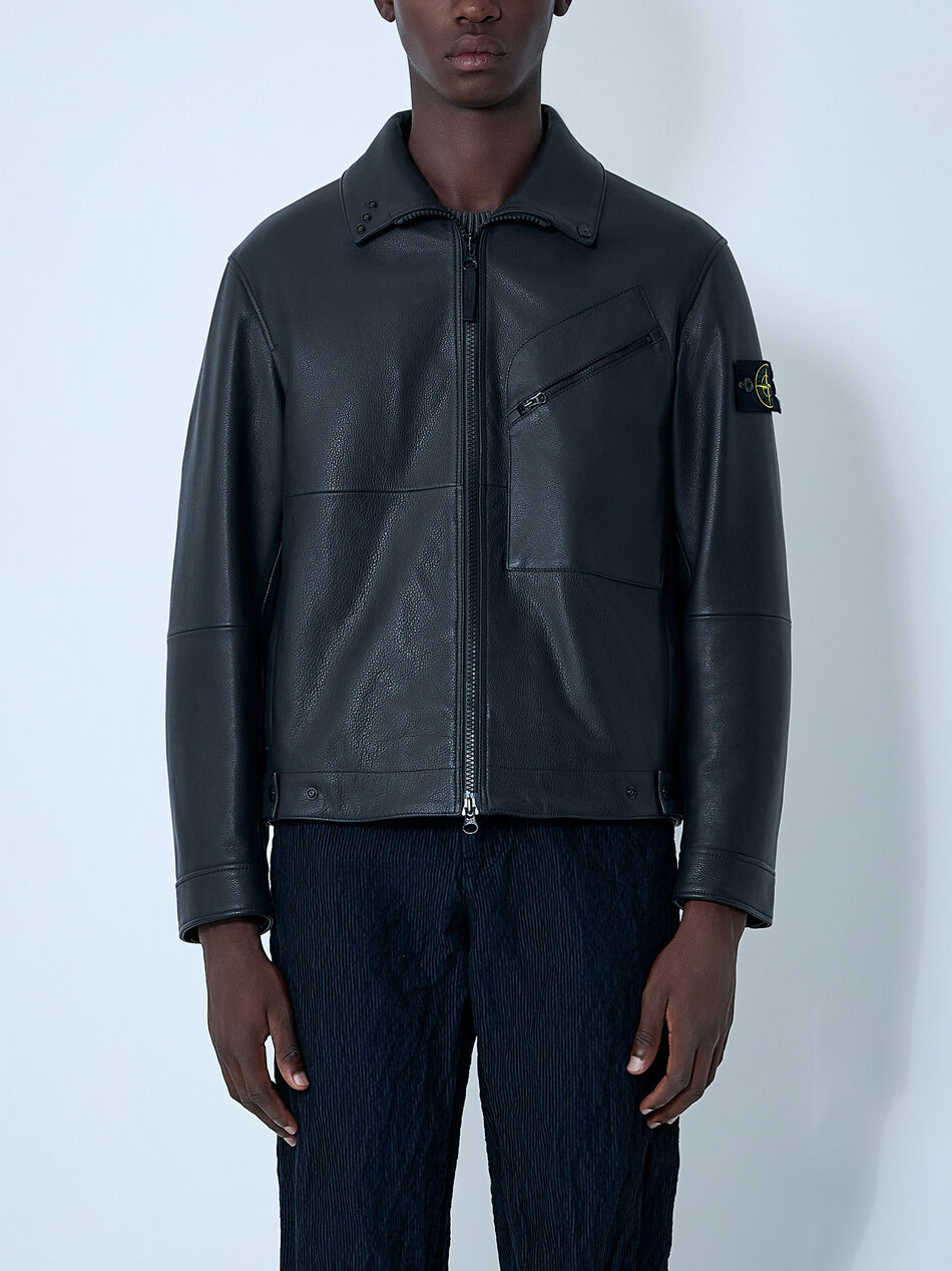 Leather Jacket With Logo Patch