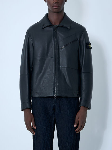 Leather Jacket With Logo Patch