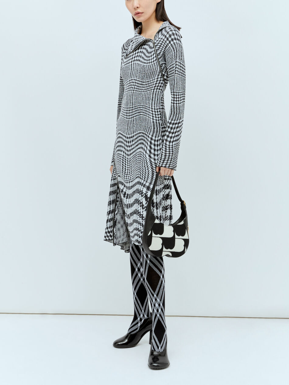 Warped Houdstooth Midi Dress