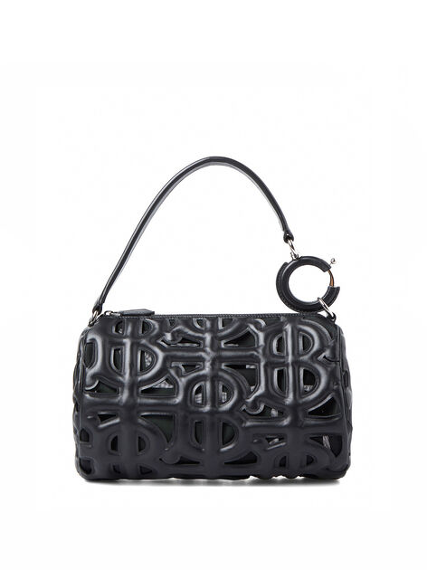 Rhombi Small Black Leather Shoulder Bag