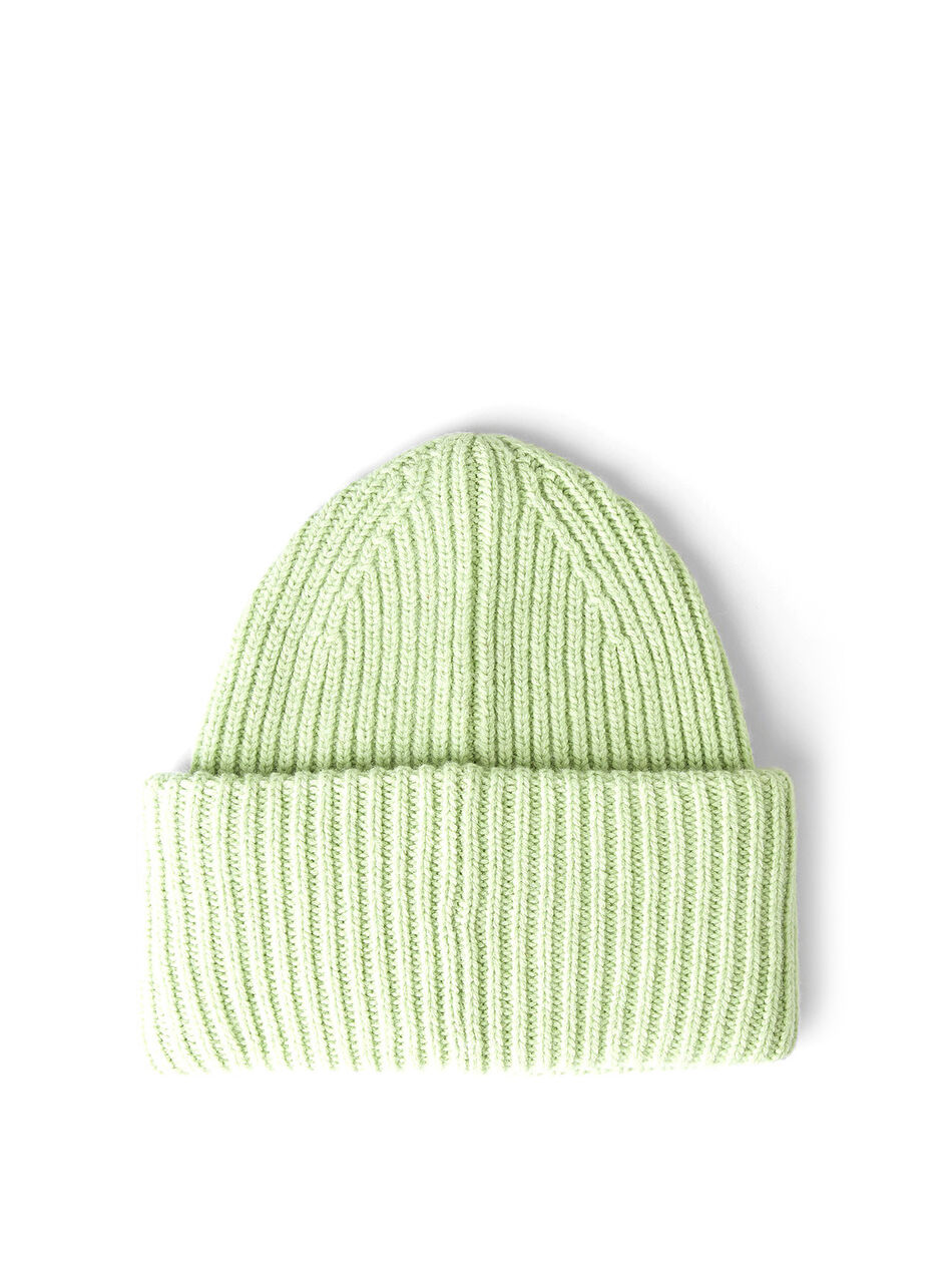 Face Patch Beanie Hat in Green