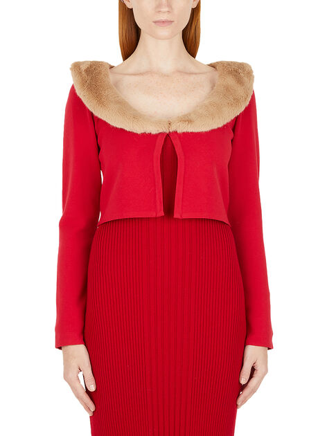 Faux Fur Cropped Cardigan