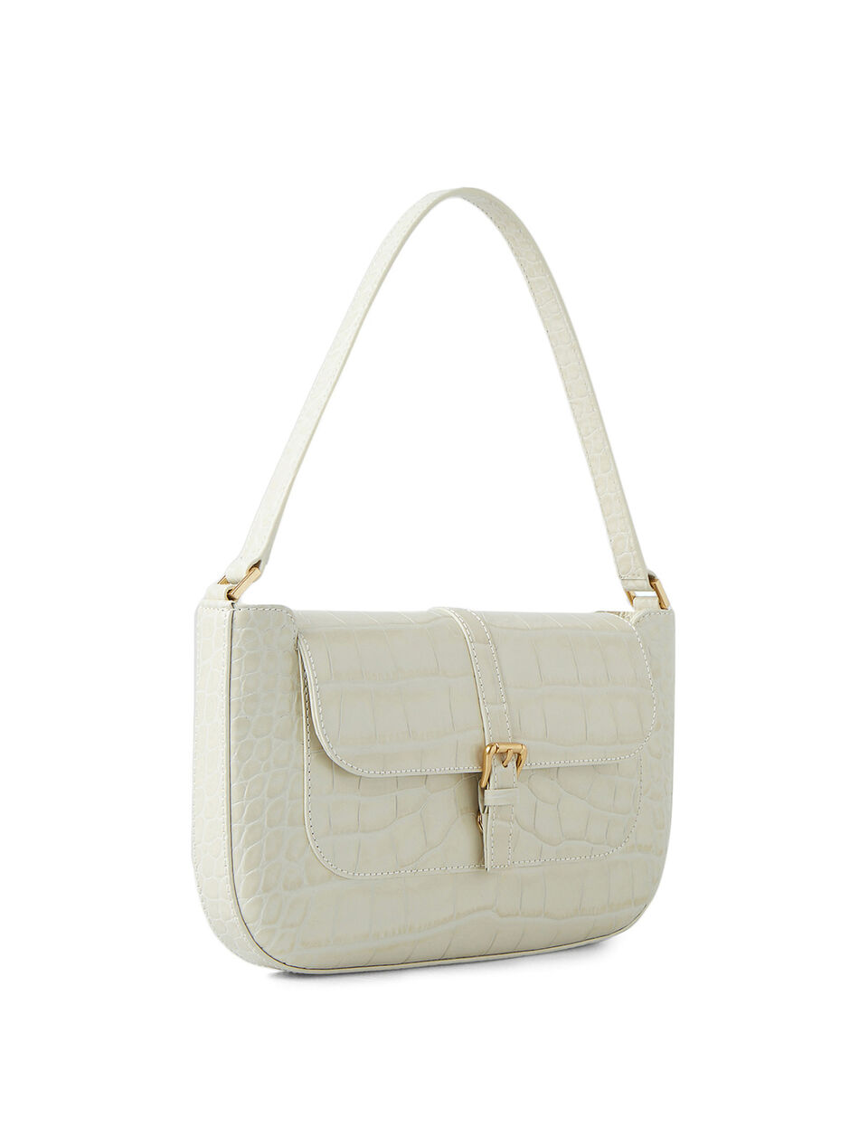 Croc Print Leather Miranda Shoulder Bag