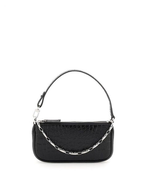 Croco Rachel Mini Shoulder Bag in Black