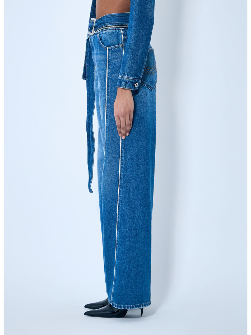 Zip-Belt Denim Jeans