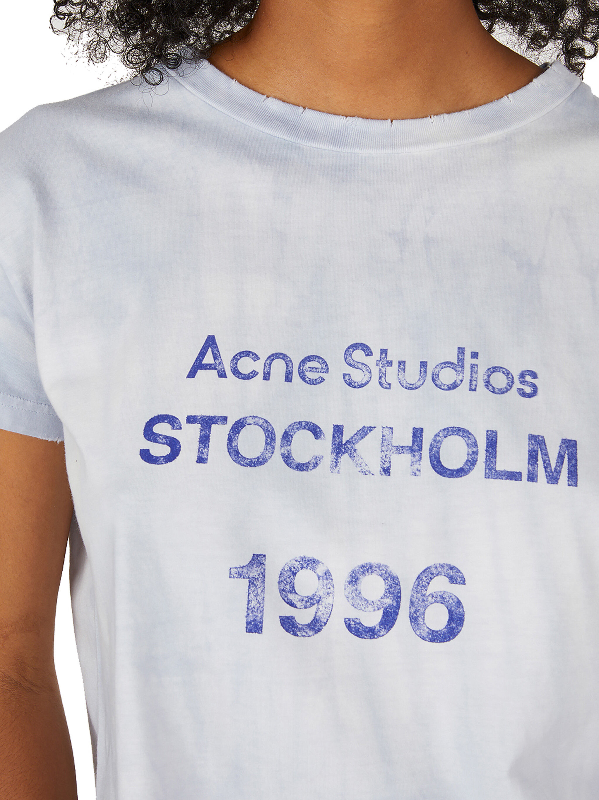Acne Studios Logo Print T-Shirt in Light Blue for Women | THE FLAMEL®