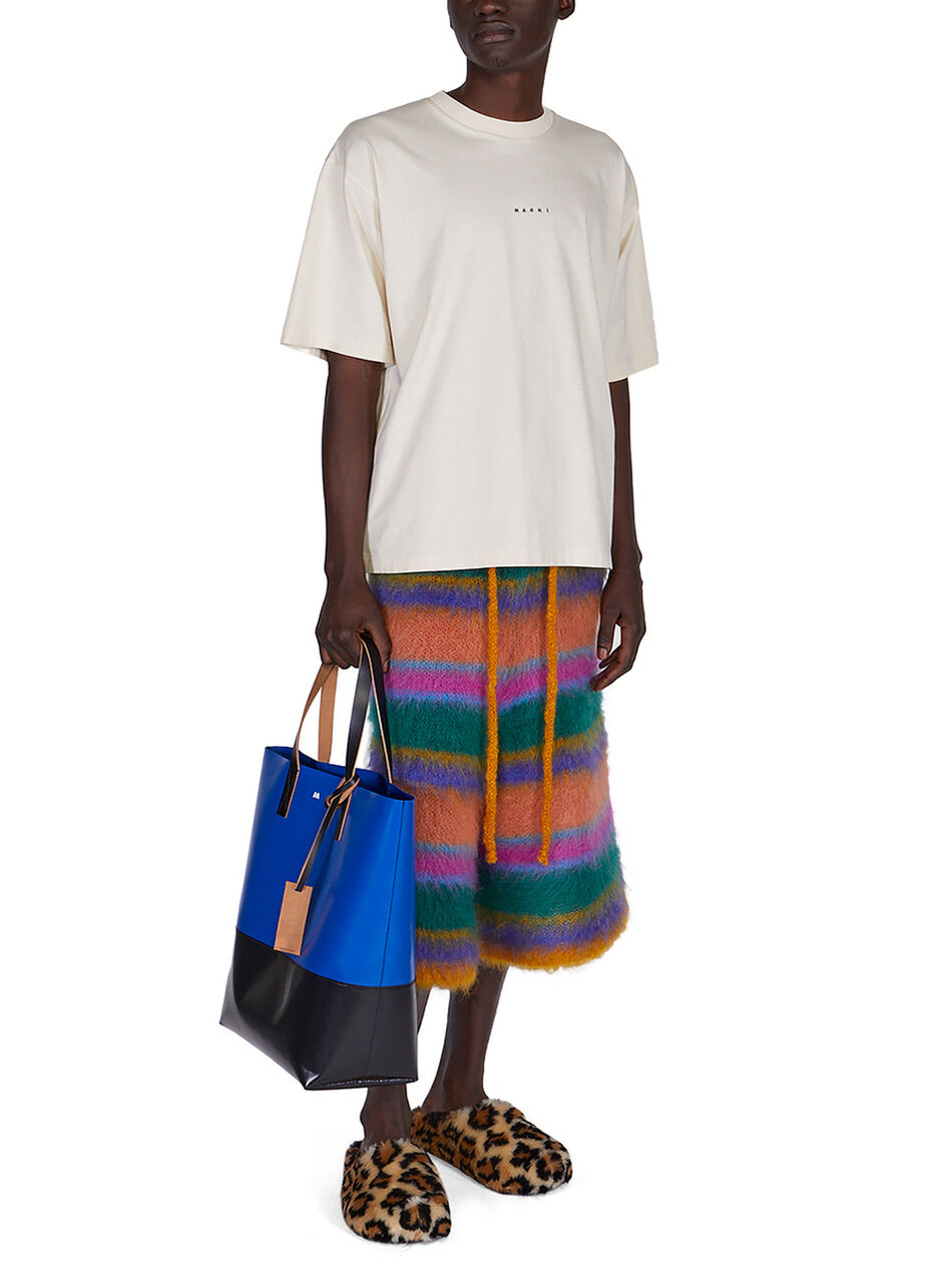 Fuzzy Stripe Hooded Shorts