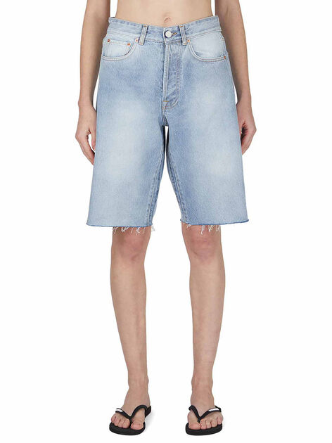 Denim Shorts with Logo Patch